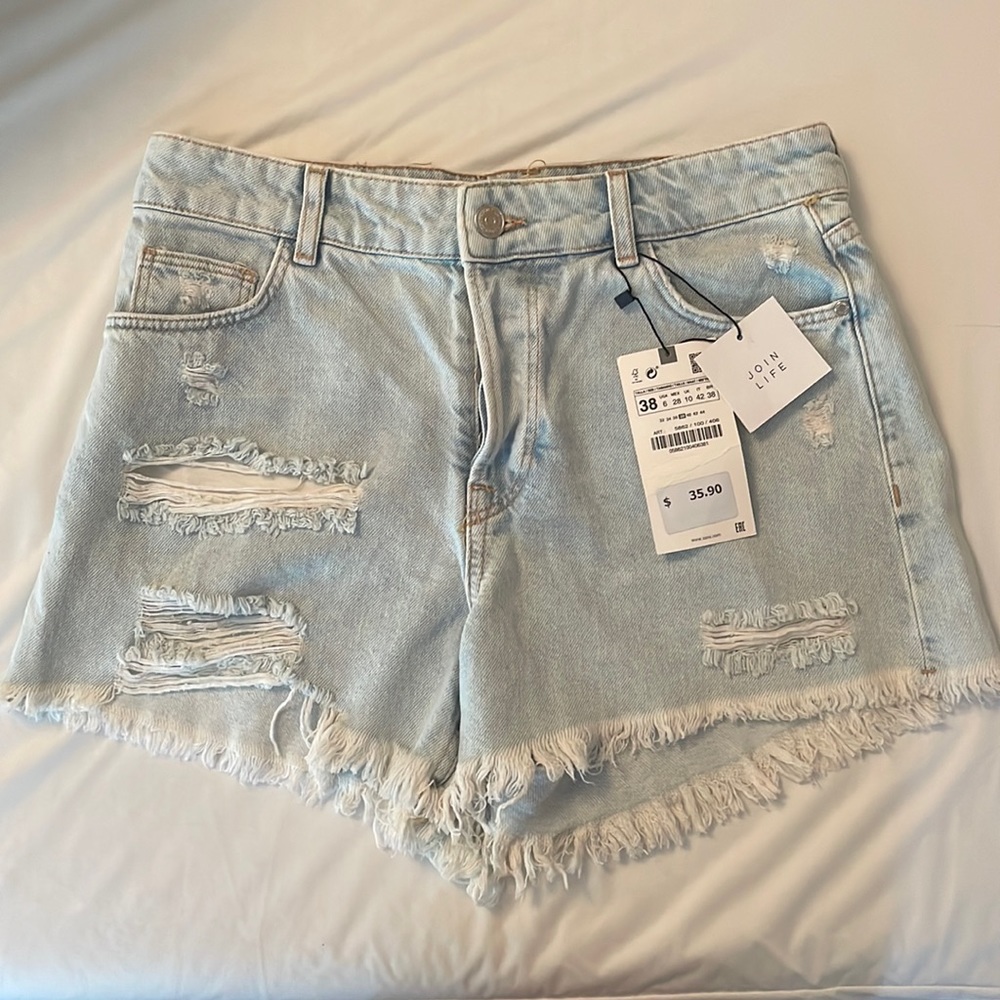 Zara Distressed Acid Wash Jean Short